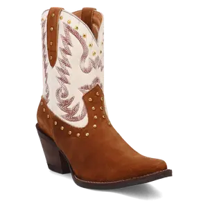 Dingo Ladies Rodeo Queen Suede Hair On Brown Booties DI2222-BN