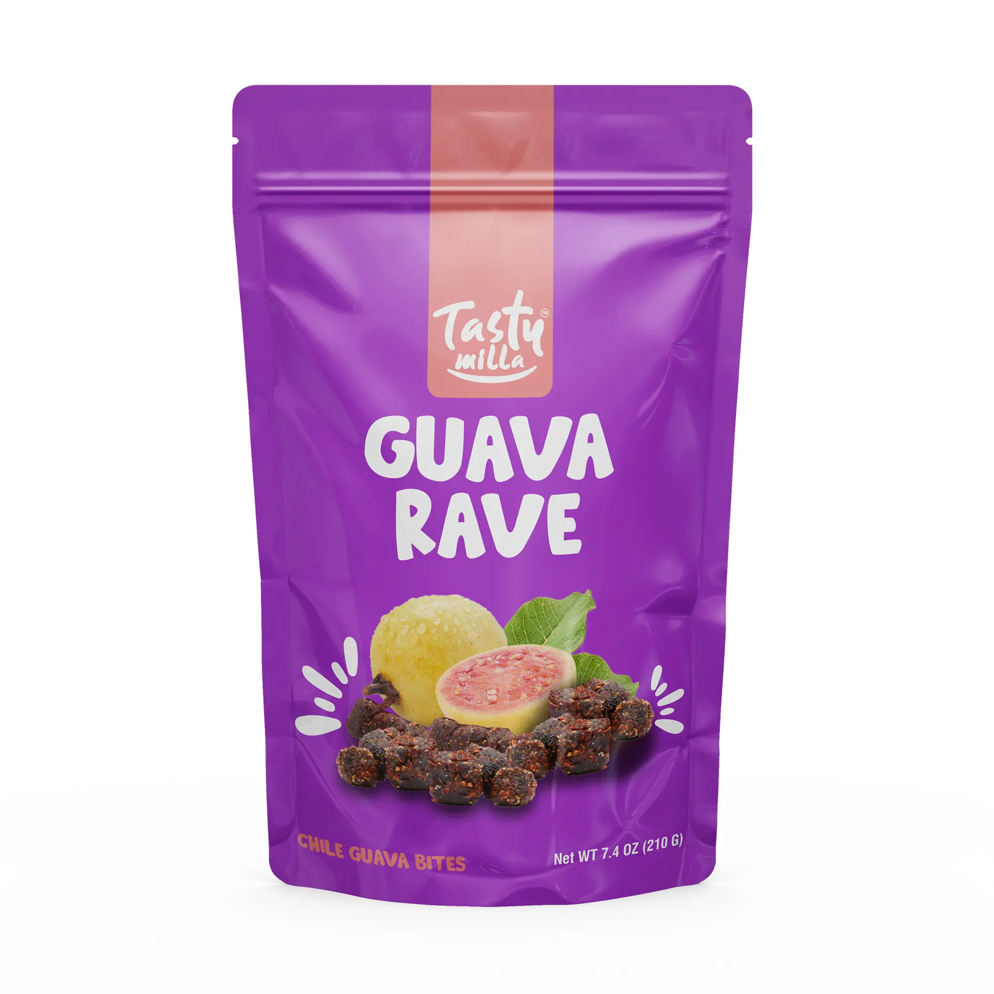 Tasty Milla | Guava Rave | Delicious bites of traditional guava dessert enchilado with chile and chamoy (Ate de Guayaba Enchilado) | 210 grs Snack Dried Sweet Dry