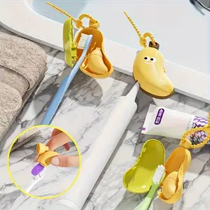 Banana Shaped Toothbrush Holder & Travel Case, Cute Cartoon Design, Durable Abs Plastic, Portable Electric & Manual Brush Cover, Toothbrush Protector & Storage