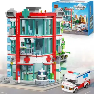 TOKMOC City Hospital Building Block Set, Architecture Building Set with Toy Ambulance, Miniature Hospital World for Educational Fun, Detailed Craftsmanship & Immersive Roleplay for Collectors & Gifts, for Aged 12 And Above,1888 Pieces
