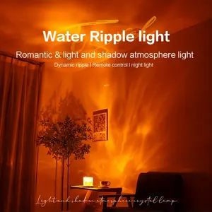 Water Ripple LED Night Light | USB Rejected Ambient Lighting for Bedroom & Gaming Room | Dynamic Water Ripple Effects | Remote Control | Frosted Metal Finish | Infrared Sensor | Polymer Battery | Warm Orange Glow