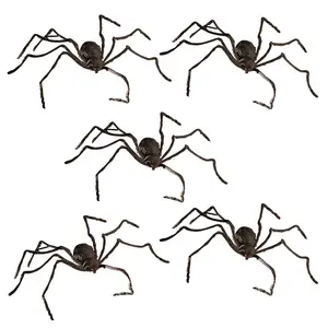 Bulk Hairy Spiders with LED Eyes - 5 Pc.