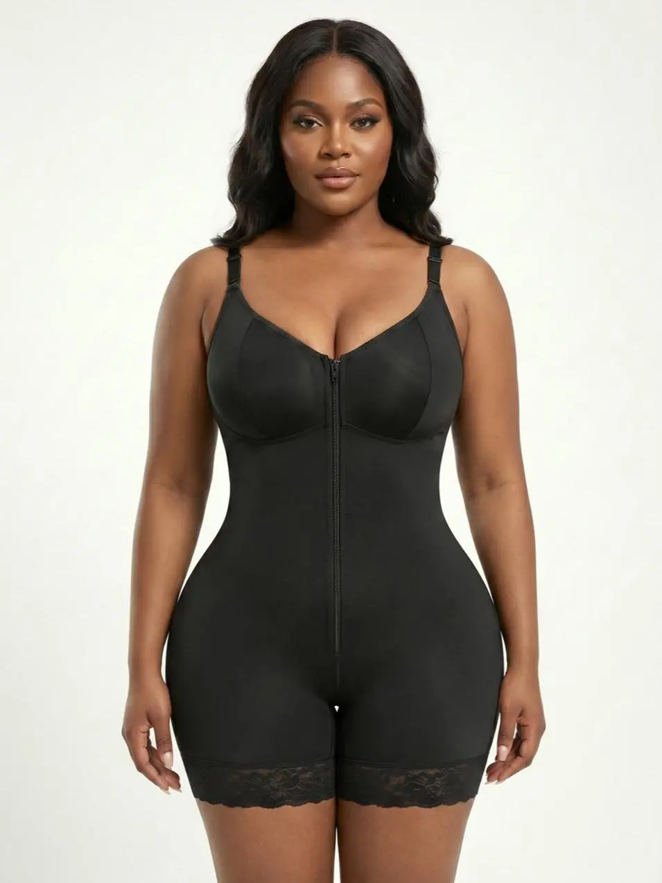 Plus Size High Compression Faja Shaper with Lace Detail Back Smoothing and Posture Support Full Body Sculpting Suit Invisible Under-Clothes Tummy Shaper for Daily and Formal Wear