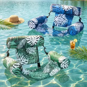 Summer Water Party Float Set, 2 Pack Inflatable Backrest Hammock Lounger, Comfort Pool Seat for Adults