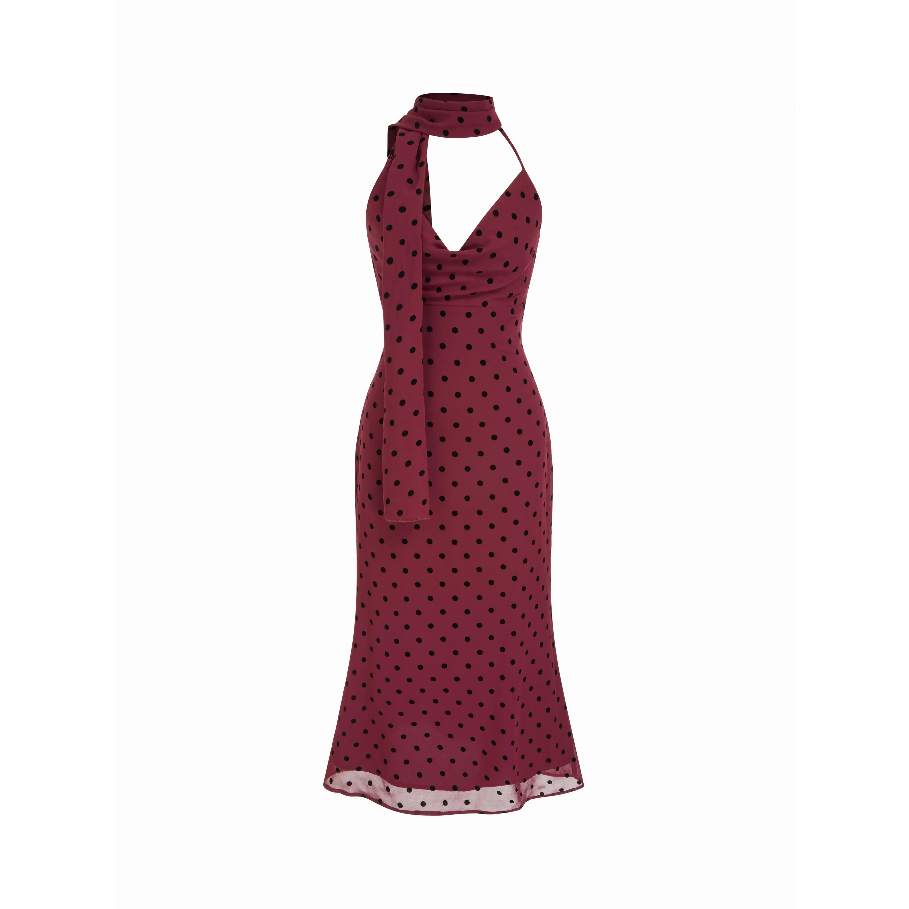princess polly baby blue dress Stockholms Klänningsfabrik PAULINE - DOT - Jersey dress - dark red main image 1