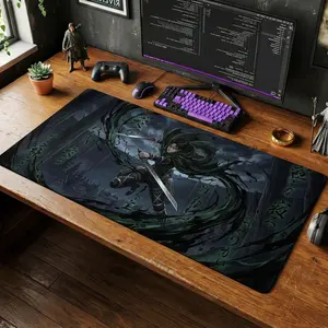 Levi Ackerman Desk Mat, Attack on Titan Anime Mouse Pad, Dark Fantasy Gaming Setup