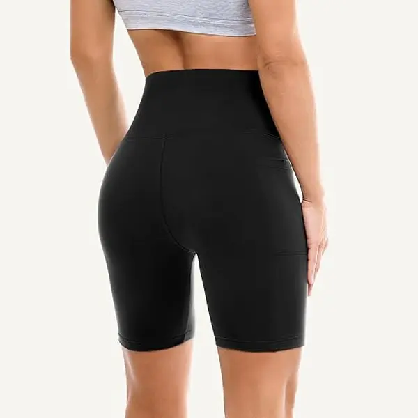 2 Pack Women's Biker Shorts with Pockets, 6 Inch High Waist Stretch Athletic Shorts, Soft Pull-On Workout Shorts for Running, Gym, Yoga & Everyday Wear
