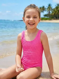 Girls' Cream Print One-Piece Swimsuit with Pink Bow Detail Fashionable Bathing Suit for Summer Beachwear Sweet & Stylish swimming Slim Shape Men's Moisture Wicking T-Shirt