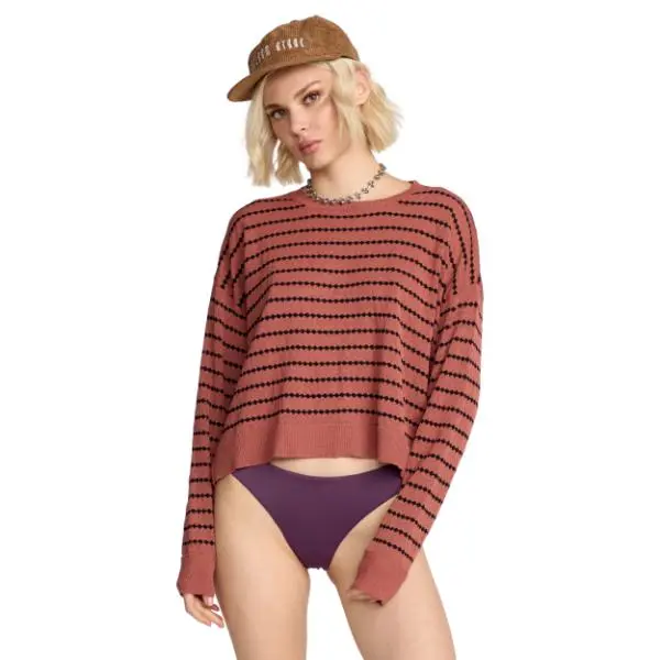 VOLCOM Women's She Shore Sweater, a Modern Relaxed Fit Long Sleeve Knitwear Top for Versatile Everyday Wear