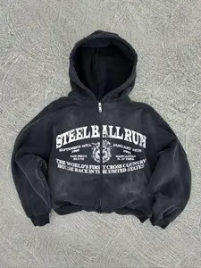 Men's Hooded Zipper, Fall & Winter Cotton Casual Wear, Vintage Wash Design, Daily Commute, Holiday Gift Unisex, Acid Washed Hoodie