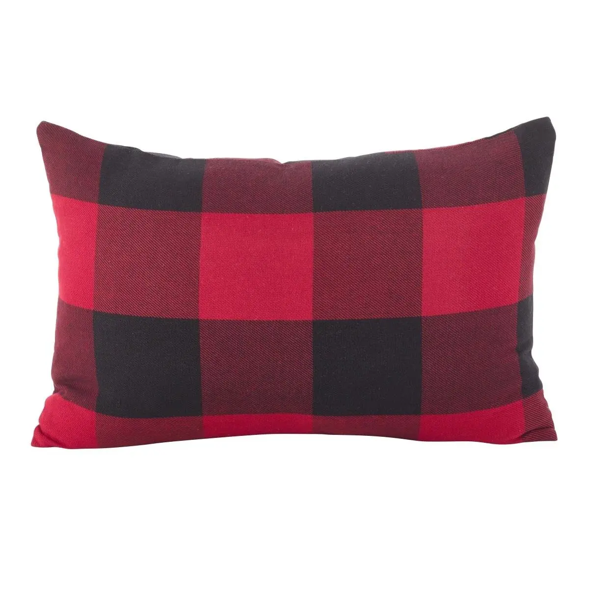 212 MAIN Classic Log Cabin Plaid Bed Pillow, 13x20 in. Woven Cotton Buffalo Check, Down-Filled, Red, Machine-Washable Rectangle Standard Pillow