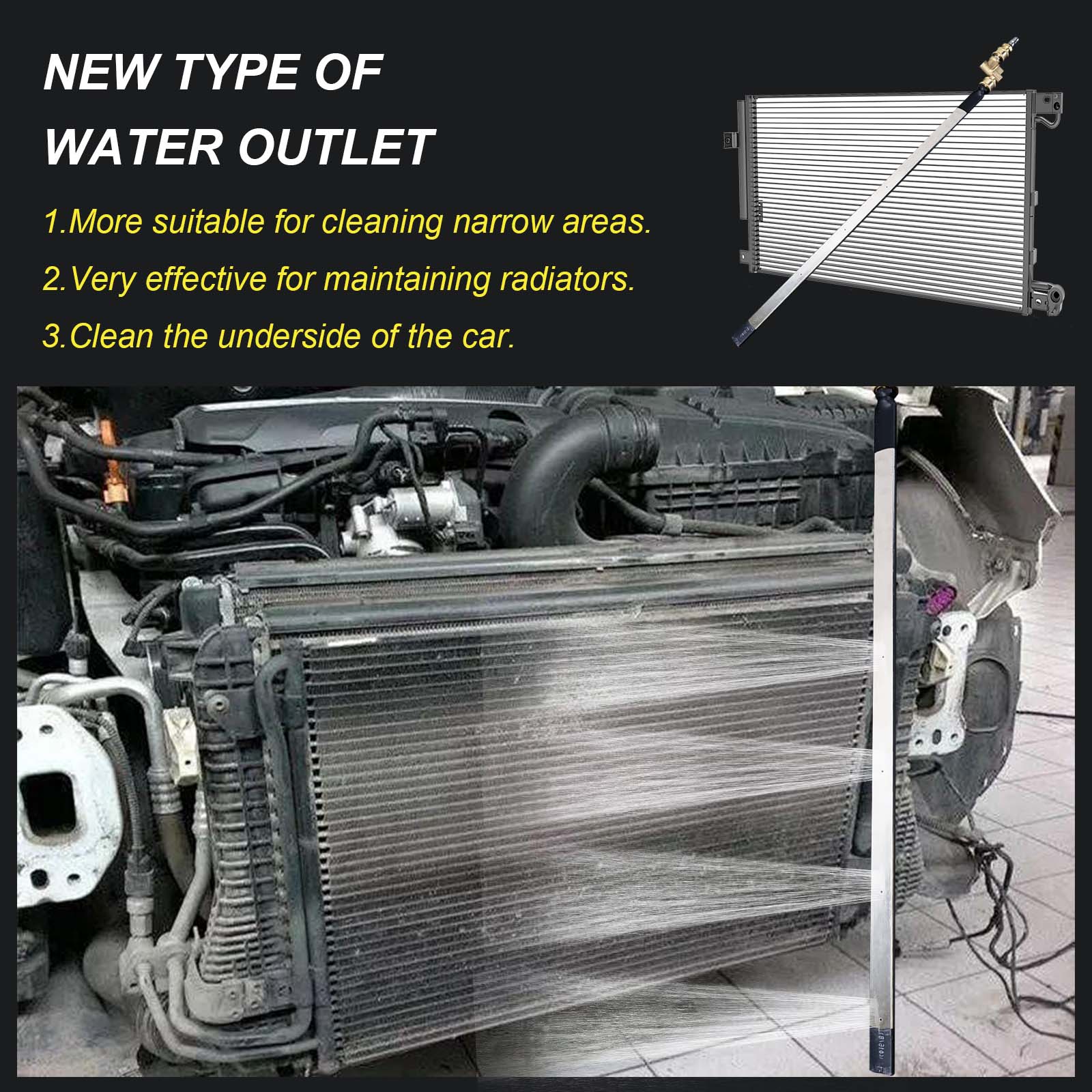 39" & 24" Radiator Cleaning Wand 2-Piece Set - Portable Radiator Cleaning Tool for Household Cars, Trucks, RV（with Switch）