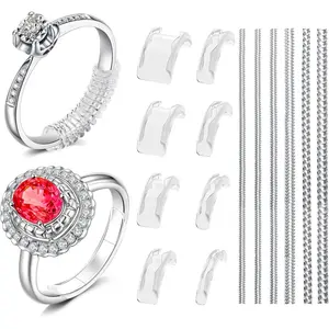 Ring Sizer Adjuster for Loose Rings, 14 Pack 14 Sizes Ring Guards, Spacers & Tighteners, Fits Bands 1 to 11mm, Invisible Design for Women Men, Insert & Spiral Ring Resizer