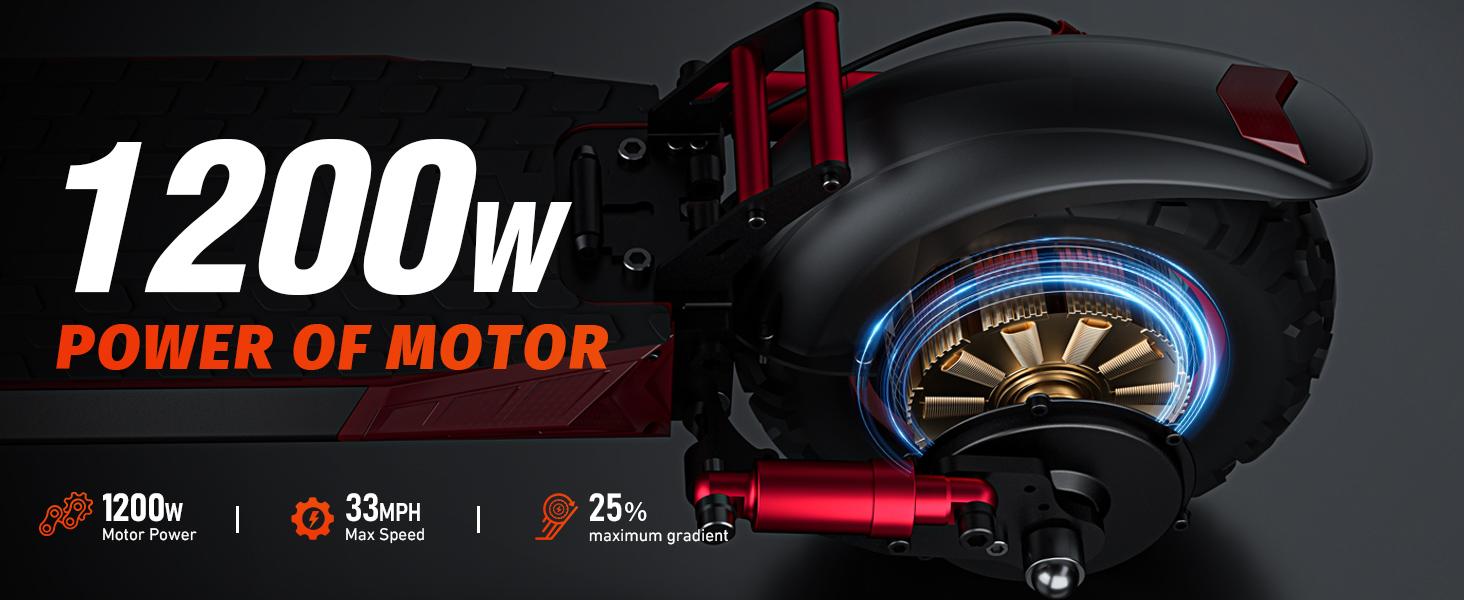 1200W Motor Electric Scooter Adults with Seat, 35 MPH Max Speed & 48V 18AH Big Battery Up to 33 Miles Range, 11" All-Terrain Tires and Dual Suspension & Double Braking System, Off Road E-Scooter