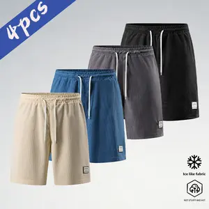 Men’s Summer Lightweight Breathable Striped Shorts, 4-Pack, Multi-Color Options, American Casual Athletic Bermuda Shorts