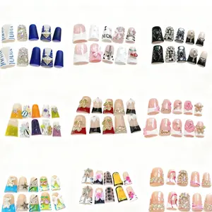 SOLO | DUCK Nails collection High-end nail stickers, 10 pieces of duckbill-shaped glossy style, 0.7 inches in size, European Glitter Diamond Fake Nails,diy nail art supply  French Press Acrylic False Nails Set