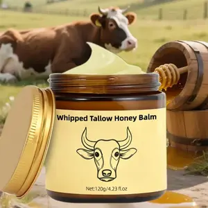 Whipped Grass-Fed Beef Tallow Honey Balm - 4 Oz,Moisturizing Cream for Soft, Smooth Skin - Unscented Handmade All-Natural Moisturizer - Hydrating, comfort, moisture boost cream, luminous firming cream, body care, hydrating dry skin