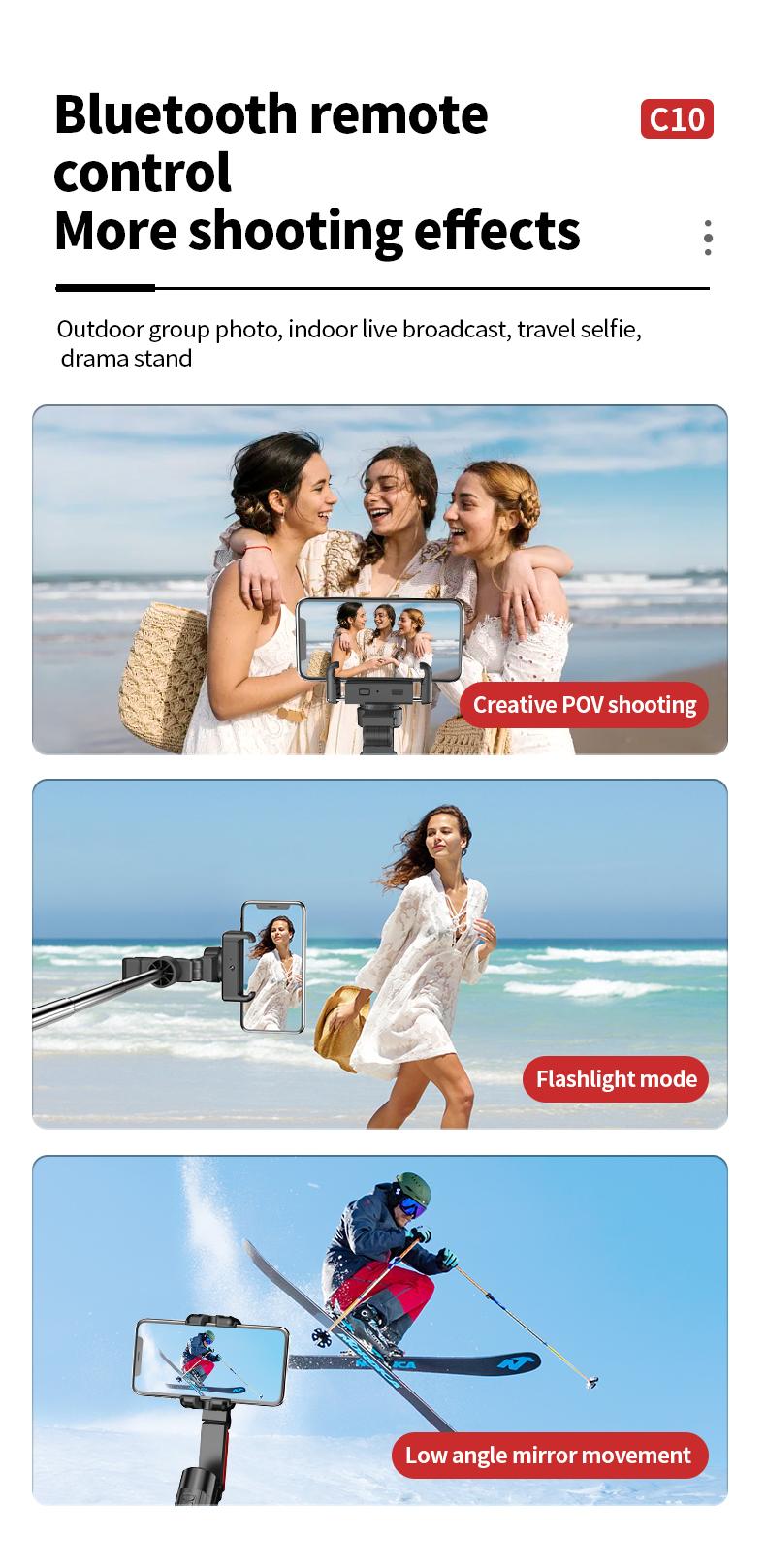 AI Auto Tracking Gimbal Stabilizer, Smart Selfie Stick Tripod with Gesture Control, Anti-Shake Phone Mount, 1000mAh Battery, Aluminum Alloy Vlogging Stand for iPhone & Android