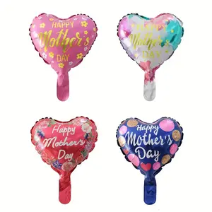 12pcs Mother's Day Heart Foil Balloons - 10-Inch, Assorted Colors (Pink, Red, Blue) with "Happy Mother's Day" Messages, Floral & Polka Dot Designs, Perfect for Party Decorations & Celebrations, Mothers Day Gift Flower Aluminium