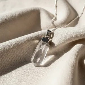 RAW CLEAR QUARTZ | 925 - Sterling Silver Beaded Satellite Gemstone Necklace