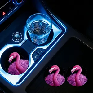 2-Pack Tropical Flamingo Car Coasters, Stylish Car Decor, the Perfect Car Accessory Gift for Her