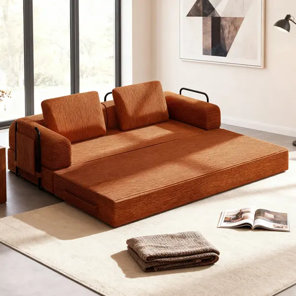 78 Inch Convertible Sleeper Sofa Bed, Futon Boneless Couch Lounge Loveseat with Pull Out Bed, No Assembly Required