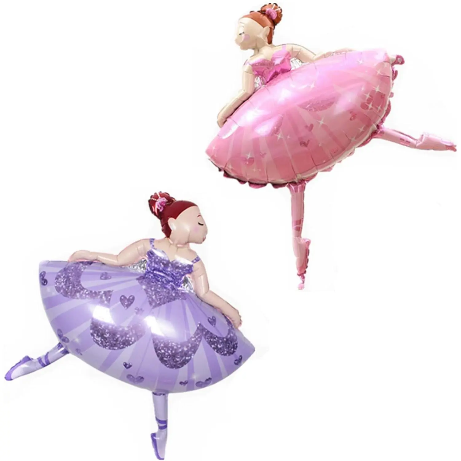 Ballet Girl Shaped Party Supplier 2pcs Ballet Dancing Girl Mylar Balloons for Girls Birthday Princess Girls Themed Party Decorations