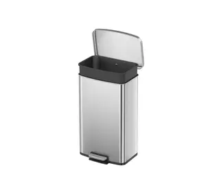 Homes & Gardens Kitchen Trash Can, 13.2 Gallon Stainless Steel Step Garbage Bin with Soft Close Lid, Silver