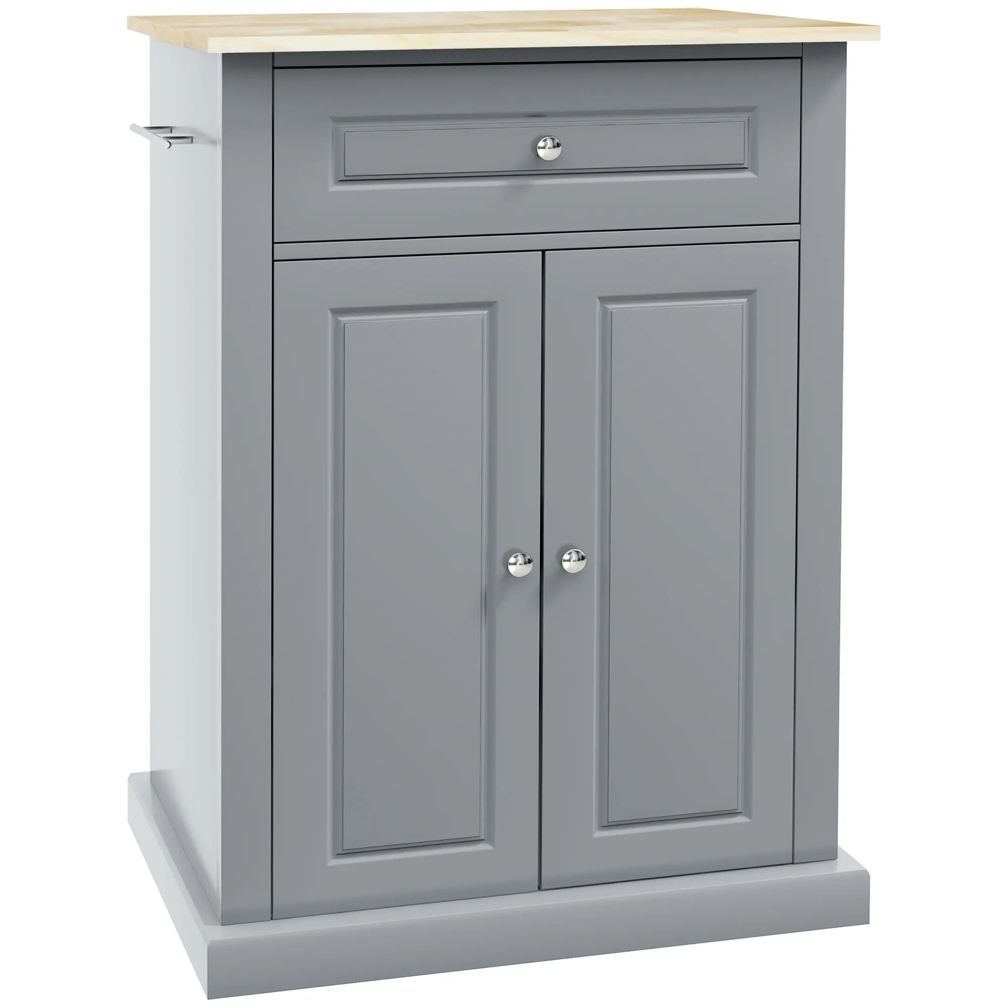 HOMCOM Rolling Kitchen Island Cart, Portable Serving Trolley Table with Drawer, Adjustable Shelf and 2 Towel Racks, Cream White