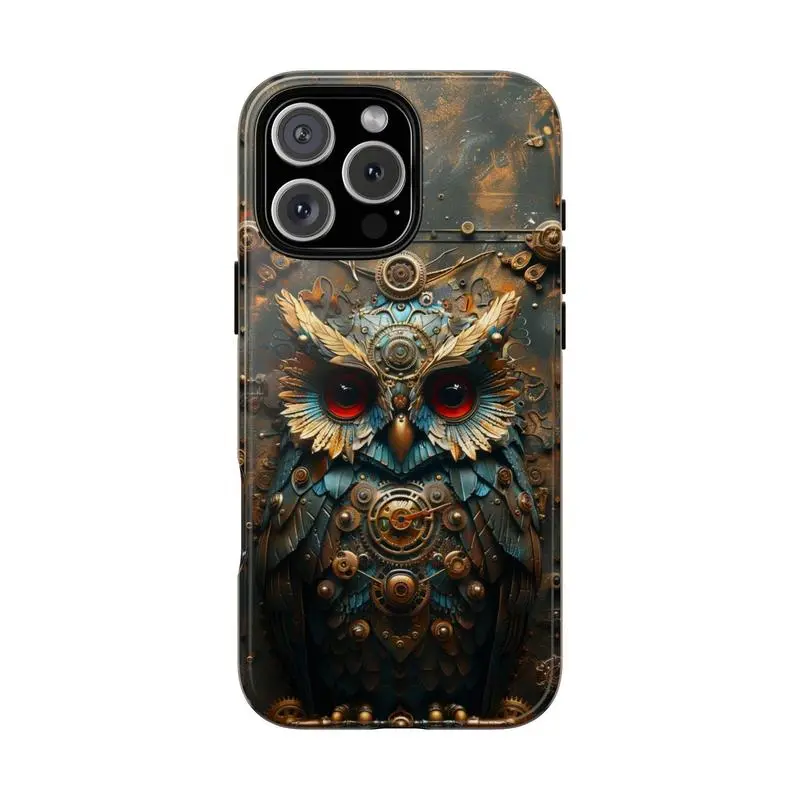Steampunk Owl Vintage Rustic Shockproof Polycarbonate Smartphone Case - Protective Cover for iPhone 11-17 Pro/Plus/Pro Max, Stylish Handheld Device Accessory, Friend Gift