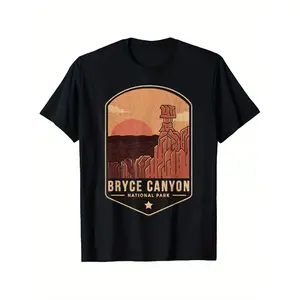 Retro Bryce Canyon National Park Souvenir Bryce Canyon T-Shirt, Loose style new unisex short-sleeved T-shirt, casual and comfortable, 100% cotton, S-XXXL