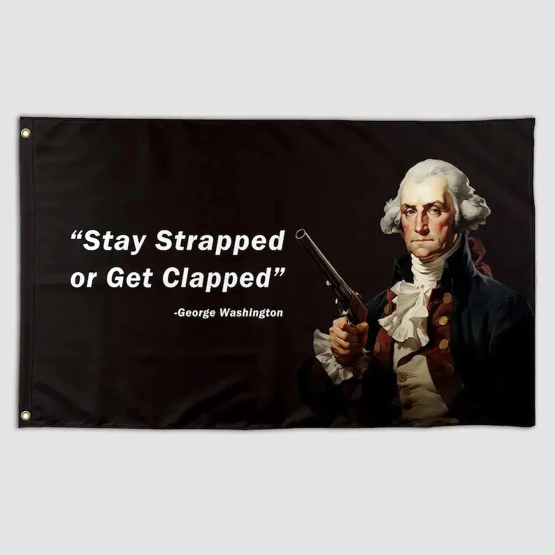 1 Pcs Fade-Resistant Synthetic Stay Strapped George Washington Meme Tapestry - 3x5 Ft Lightweight Home Supplies, Funny Living Room Wall Decor, Indoor Home Wall Hanging Gift for Colleagues