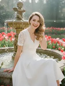 RETRO STAGE Women's 1940s Casual V-Neck Lace Patchwork Dress, Below-The-Knee Length, 95% Polyester 5% Spandex