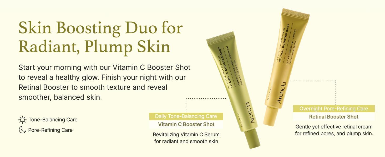 Arencia Unscented Vitamin C Booster Shot Glow Serum - with Glutathione, Niacinamide & Vitamin E, 30ml/1.01 fl.oz Korean Skincare for Fade Dark Spots, Skin Repair, Brighten Skin Tones - Face Care Products