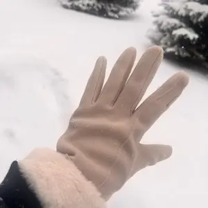 Women's Elegant Minimalist Solid Color Touch Screen Gloves, Elegant Fashion Windproof Warm Riding Gloves, Fuzzy  Gloves for Fall & Winter