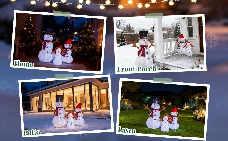 Ubesgoo 3 Lighted Snowman Family Christmas Yard Decorations 4FT 3FT 2FT Pre-lit Pull Up Snowman with 270 White LEDs for Xmas Outdoor Holiday Indoor Decor Lighted Holiday Displays