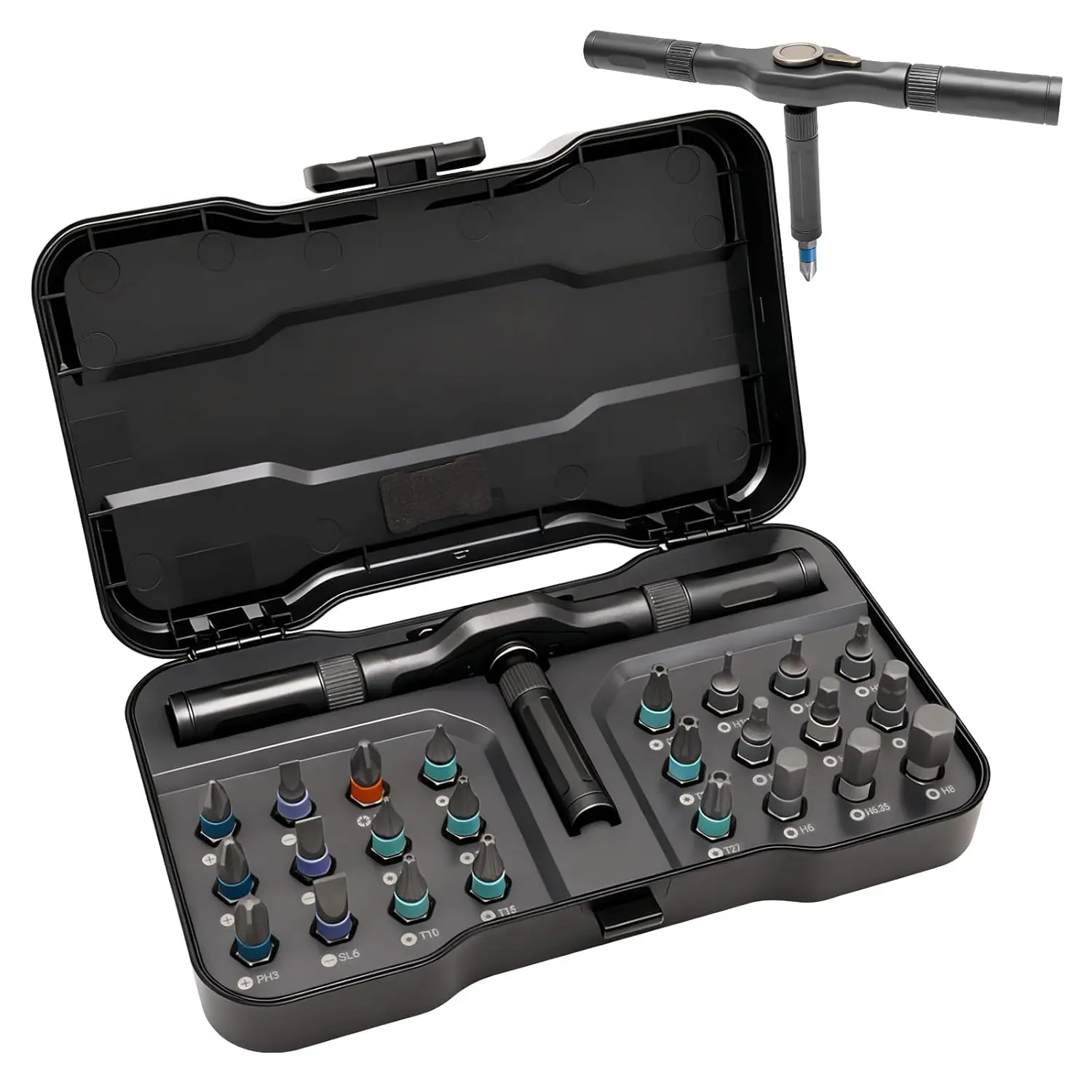 24 in 1 Magnetic Ratchet Screwdriver Set with S2 Steel Bits – Precision Tool Kit for Electronics, Bicycle, Furniture & Home DIY – Includes Ratchet Handle and Storage Case, Gifts for Men