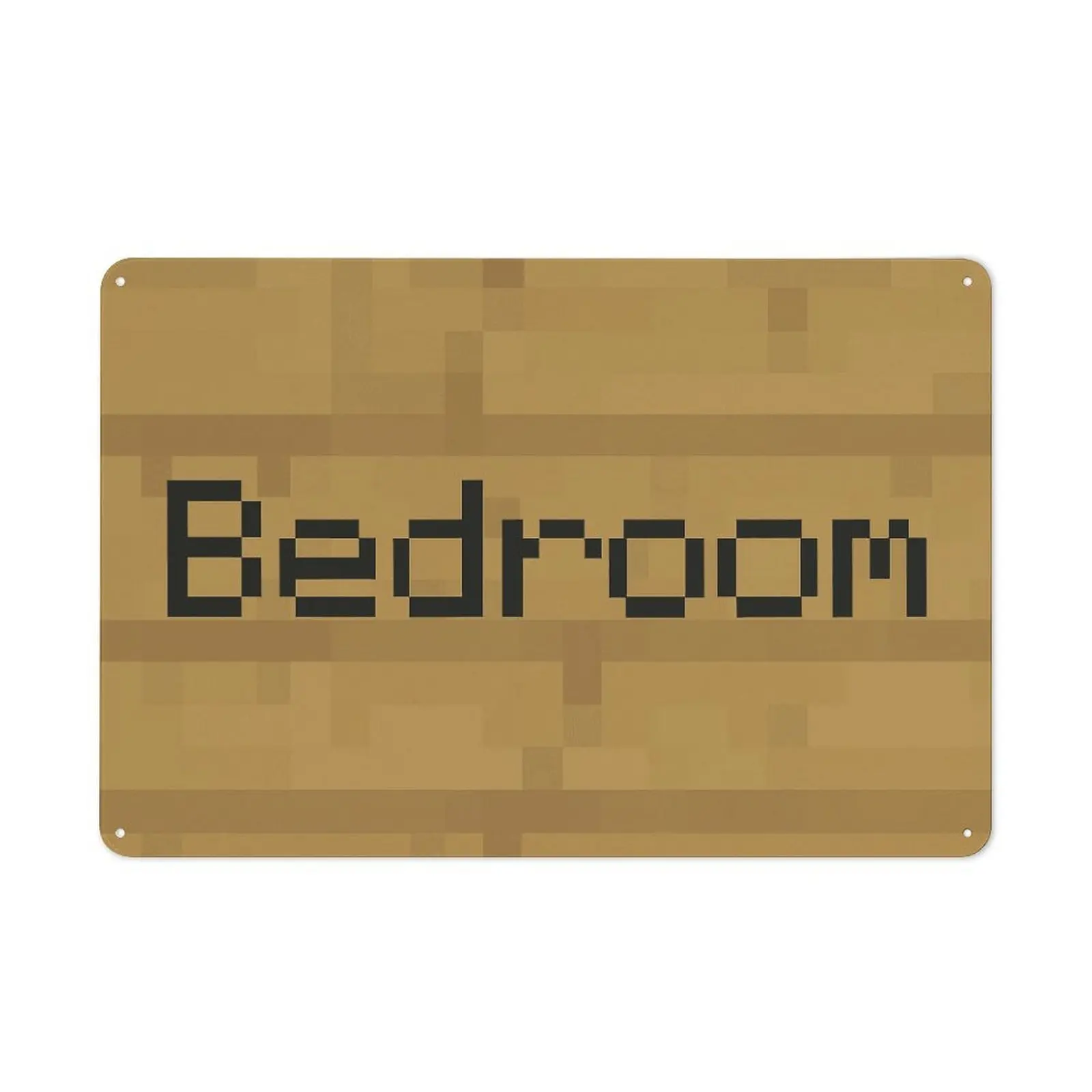 Retro Wooden Panel "Bedroom" Sign Pixel-Style Metal Wall Art for Dorms Bars Cafes and Farmhouses Premium UV-Cured Ink Waterproof Fade-Resistant Ready to Hang Rectangle Design Home Decor Products