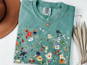 Vintage Pressed Flowers Shirt Comfort Colors Boho Cottagecore Tshirt Botanical Floral Tee Wildflowers Sweatshirt Fairycore Gift Garden Lover