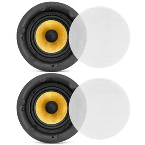 6.5" Ceiling Speaker Pair - Hi-Fi Sound, Glass Fiber Cone, White