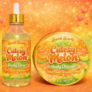 Cutesy Melon Body Care Duo 8 oz Body Drizzle + 4 oz Body Drip Body Oil Scent Fragrance Lightweight