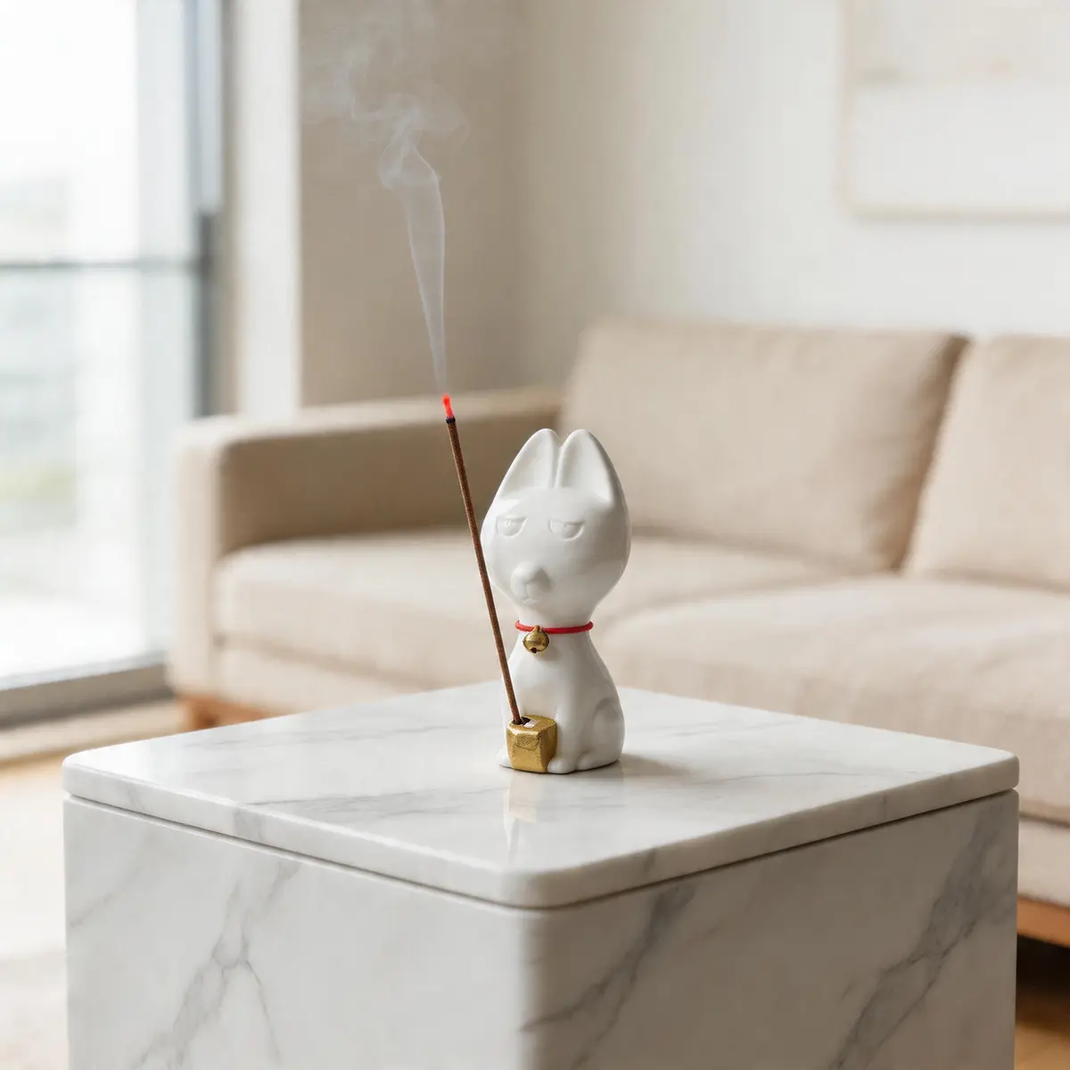 Cute Zen Puppy Incense Holder| Healing Dog Ceramic Ash Catcher for Meditation & Kawaii Home Decor