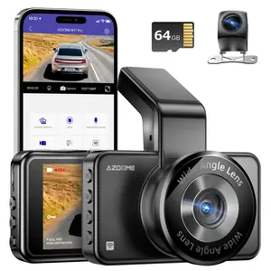 AZDOME M17 Pro Dual Dash Cam car dashcam- Voice-Activated, 3K Single Channel with 2K hd Front & 1K Rear Lenses, Wi-Fi Dual Lens Dashcam with Night Vision, App Control, Includes 64GB Card, Loop Recording & Emergency Lock car camera Autos Automotive Vehicle