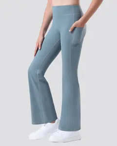 Girls Flare Leggings with 2 Pockets High Waisted