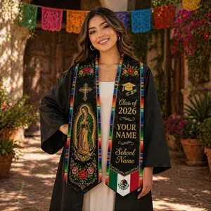 Virgen de Guadalupe Graduation Stole Personalized, Mexican Class of 2026 Stole, Custom Serape Grad Sash, Catholic Grad Gift