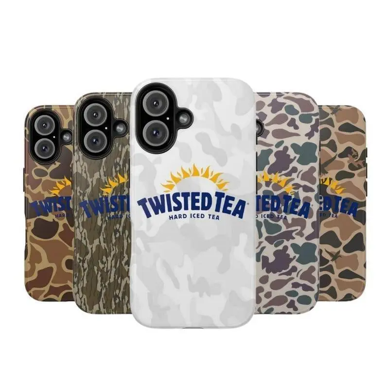 Twisted Tea Camo Phone Case – Funny Hard Iced Tea Cover for iPhone – Outdoor Camo Design Gift for Men & Drink Lovers