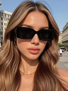 Women's Square Geometric Sunglasses, Casual Versatile Design, Elegant and Stylish, Perfect for Daily Use and Travel Vacations, Fashion Glasses