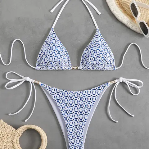 Women's Contrast Lace Bikini Set, Sexy Fashion Chic Swimwear Set for Beach Holiday Vacation, Ladies Swimsuit for All Seasons, Bikinis Set
