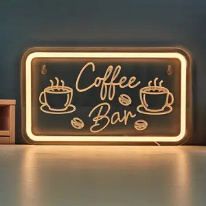 1 Coffee Bar Neon Light With Carving Kitchen Cafe Bar Shop Holiday Decoration Light Without Power Plug USB Powered