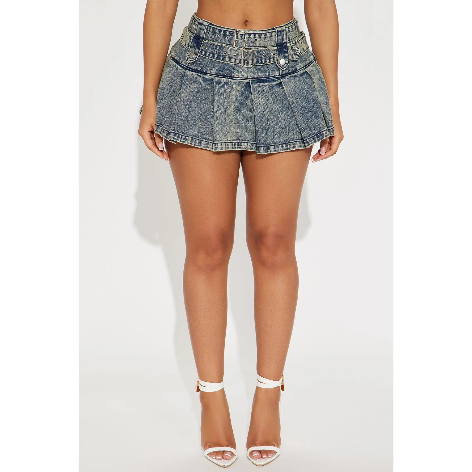 Silent Hours Mineral Wash Micro Mini Skirt - Medium Wash